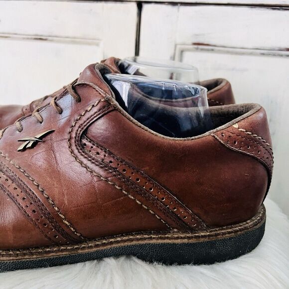 Reebok Brown Leather Worn Distressed Spikeless Golf Sneakers Mens Size 11.5W main image 4